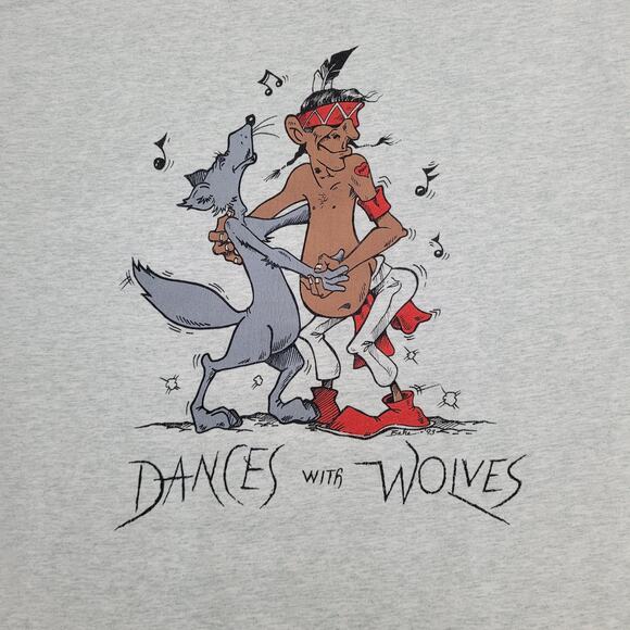 Vintage 1993 Dances-With-Wolves Shirt Large 21x26 Crop USA - Picture 5 of 14